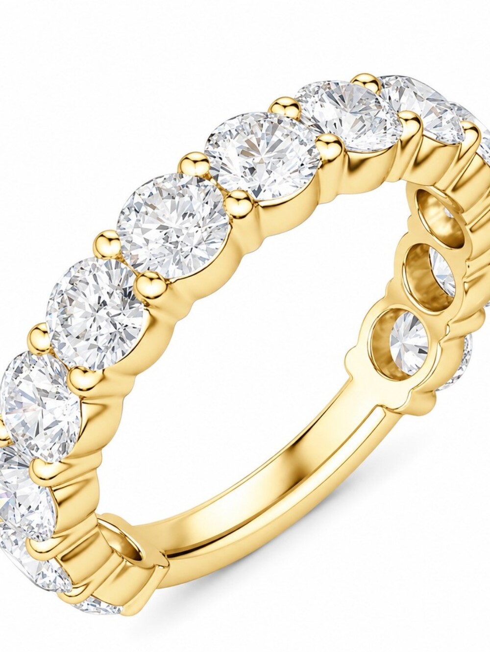 18K Gold Round Cut Semi-Eternity Band (2 3/4 Tcw), Lab Grown Diamonds